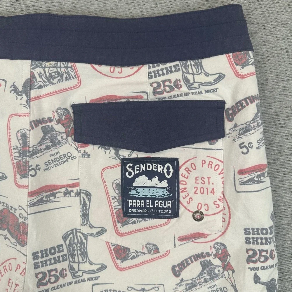 Sendero Provisions Shorts Mens 31 Spirit of the West Graphic Lined Swim Surf AOP